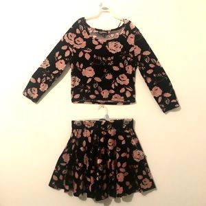 Velvet skirt and crop top set